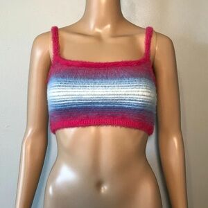 Sunday Best Women's Tank Top Size S Multicolor Eyelash Knit Pullover Cropped
